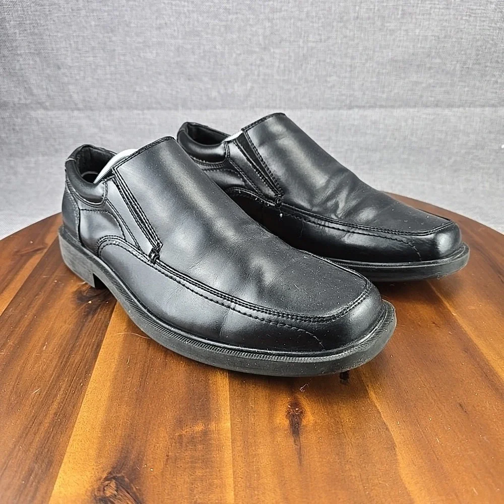 Dockers Mens Black Slip On Loafers Square Toe Bicycle Stitch Dress Shoes Sz 10.5